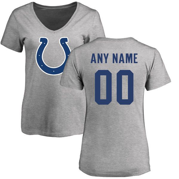 Women Indianapolis Colts NFL Pro Line Ash Custom Name and Number Logo Slim Fit T-Shirt->->Sports Accessory